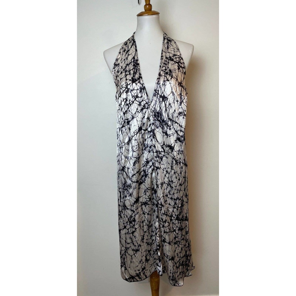 Alexis Womens Sleeveless Halter Tie Neck Silk Long Shift Dress Size Small